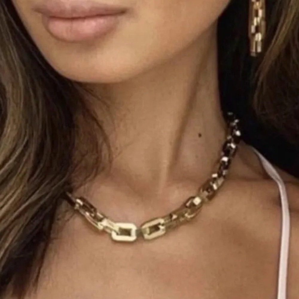 New $350 EDDIE BORGO Supra Link Collar Necklace Rachel Zoe